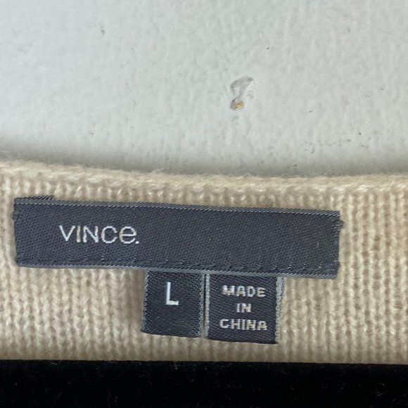 Vince 100% Cashmere Sweater Beige Stripe Oversized Womens Large - Picture 4 of 10